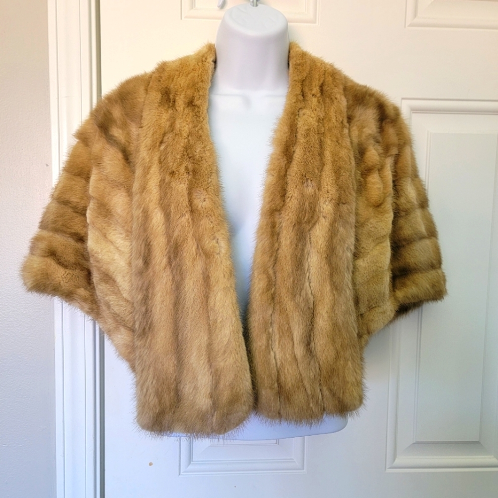 Vintage Blonde Mink Stole By Nicola Strom Italy Maurice L Silvey Chicago Furs OS